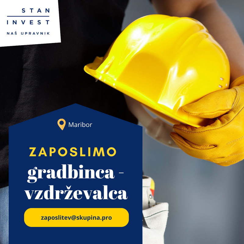 Zaposlitev: Vzdrževalec – gradbinec (m/ž)