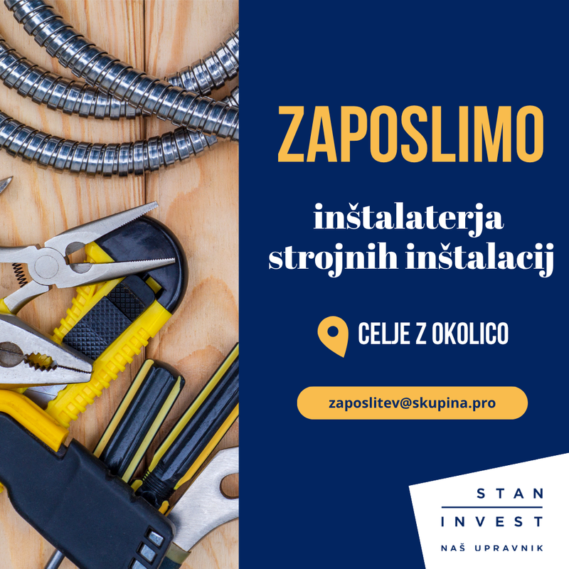 Zaposlimo inštalaterja strojnih inštalacij (m/ž)