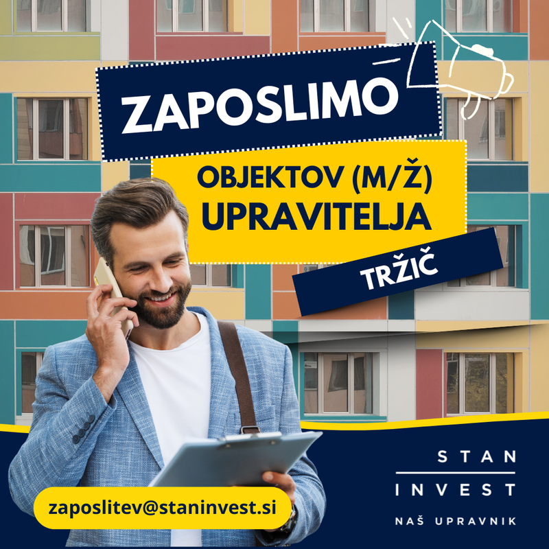 Zaposlimo upravitelja objektov (m/ž) -TRŽIČ